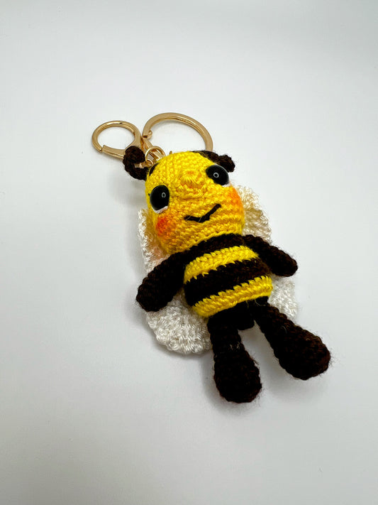 Handmade Cute Bee Keychain – Crochet Knitted Amigurumi Toy