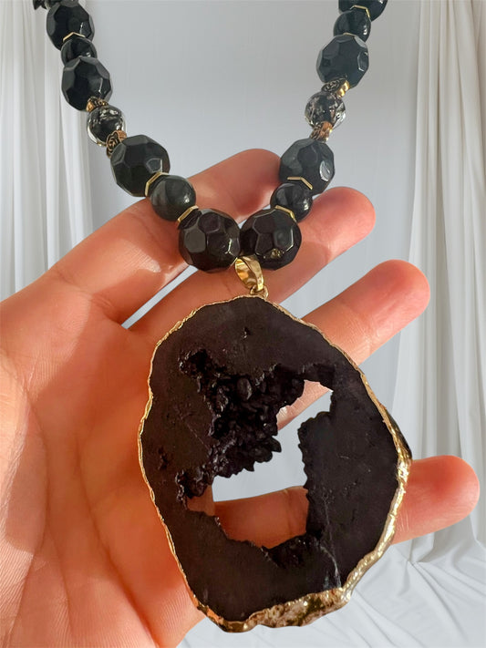 Natural Rose Agate Stone Beads Necklace