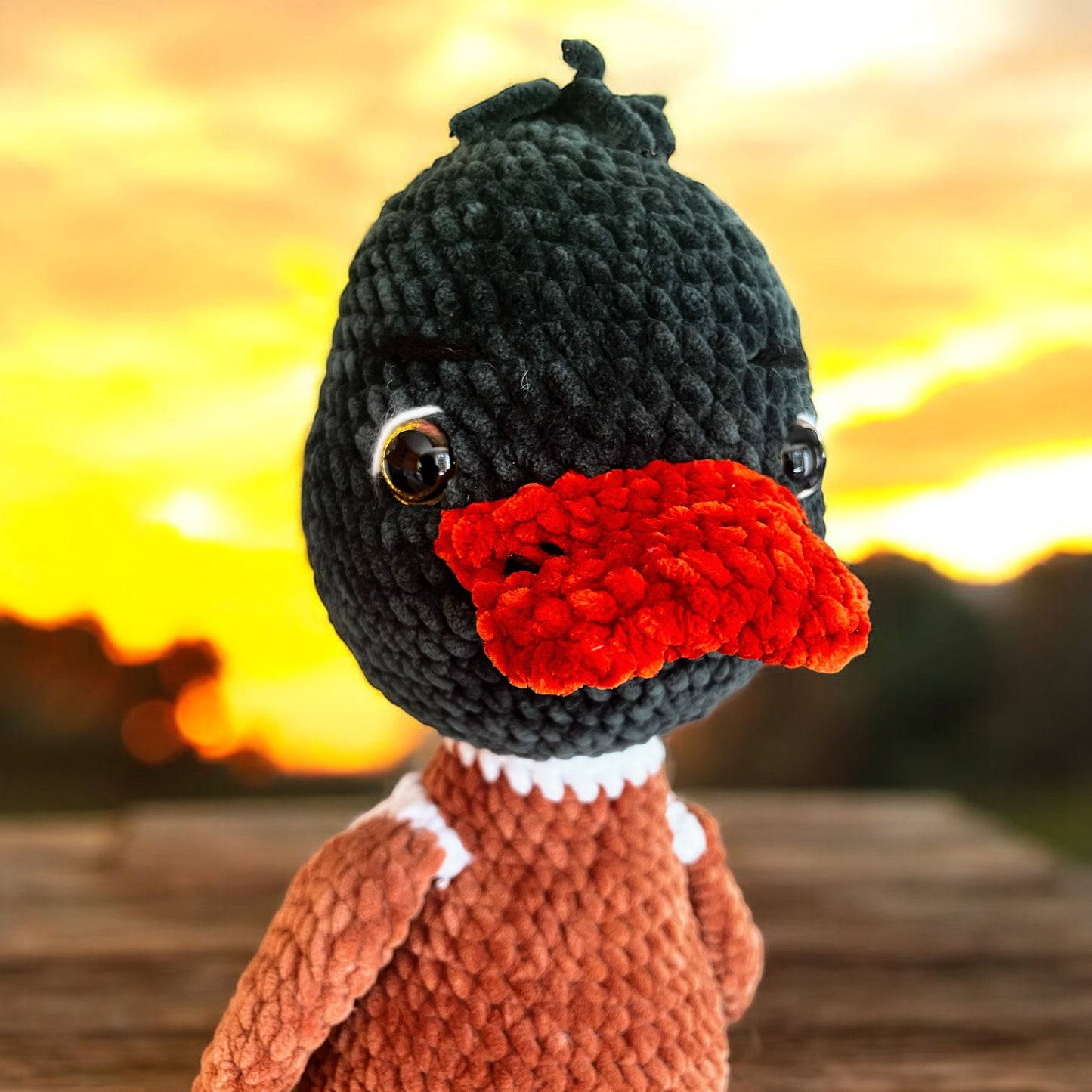 Handmade Mallard Duck Crochet Amigurumi Toy – Soft Knitted Plush