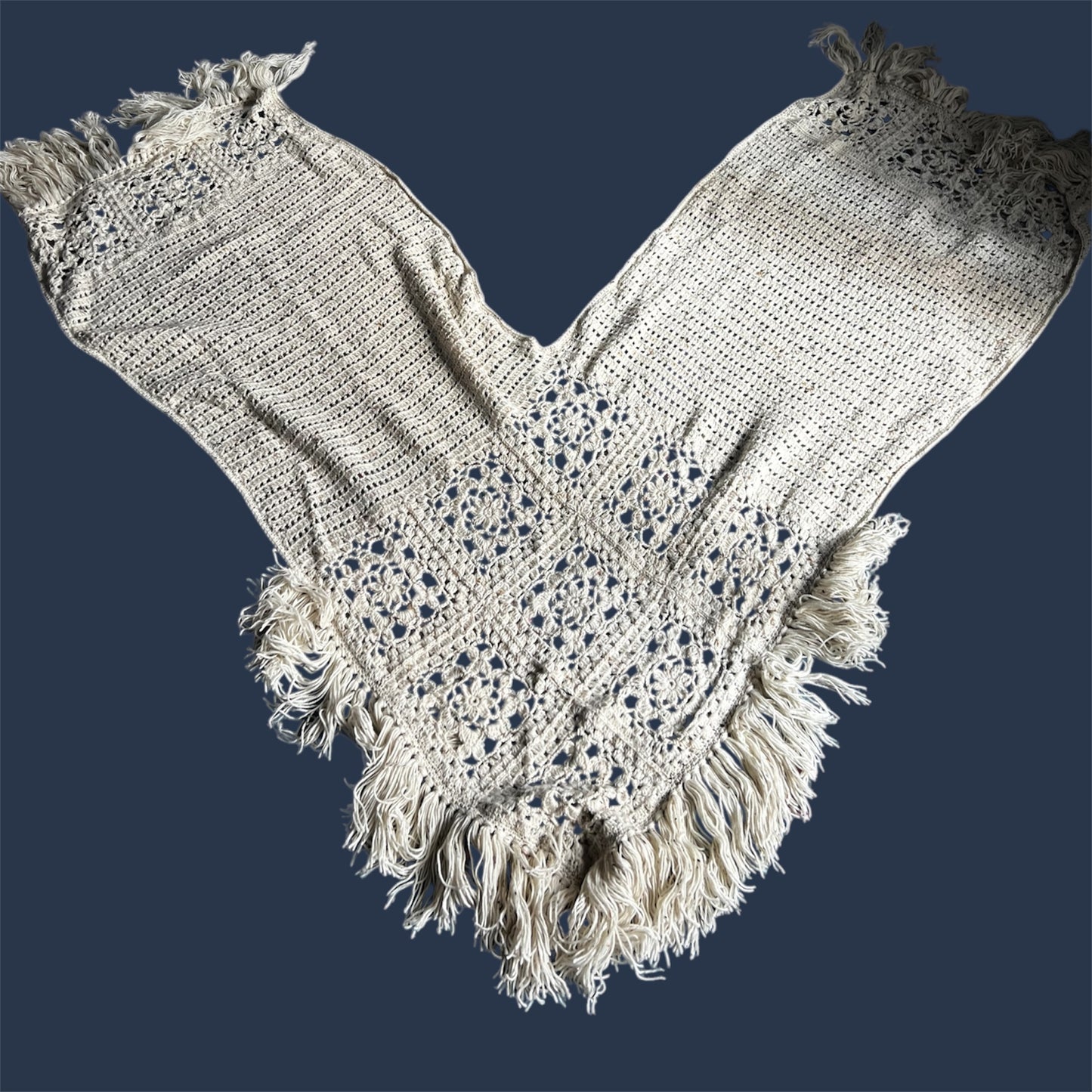 Handmade Floral Mandala Wool Poncho