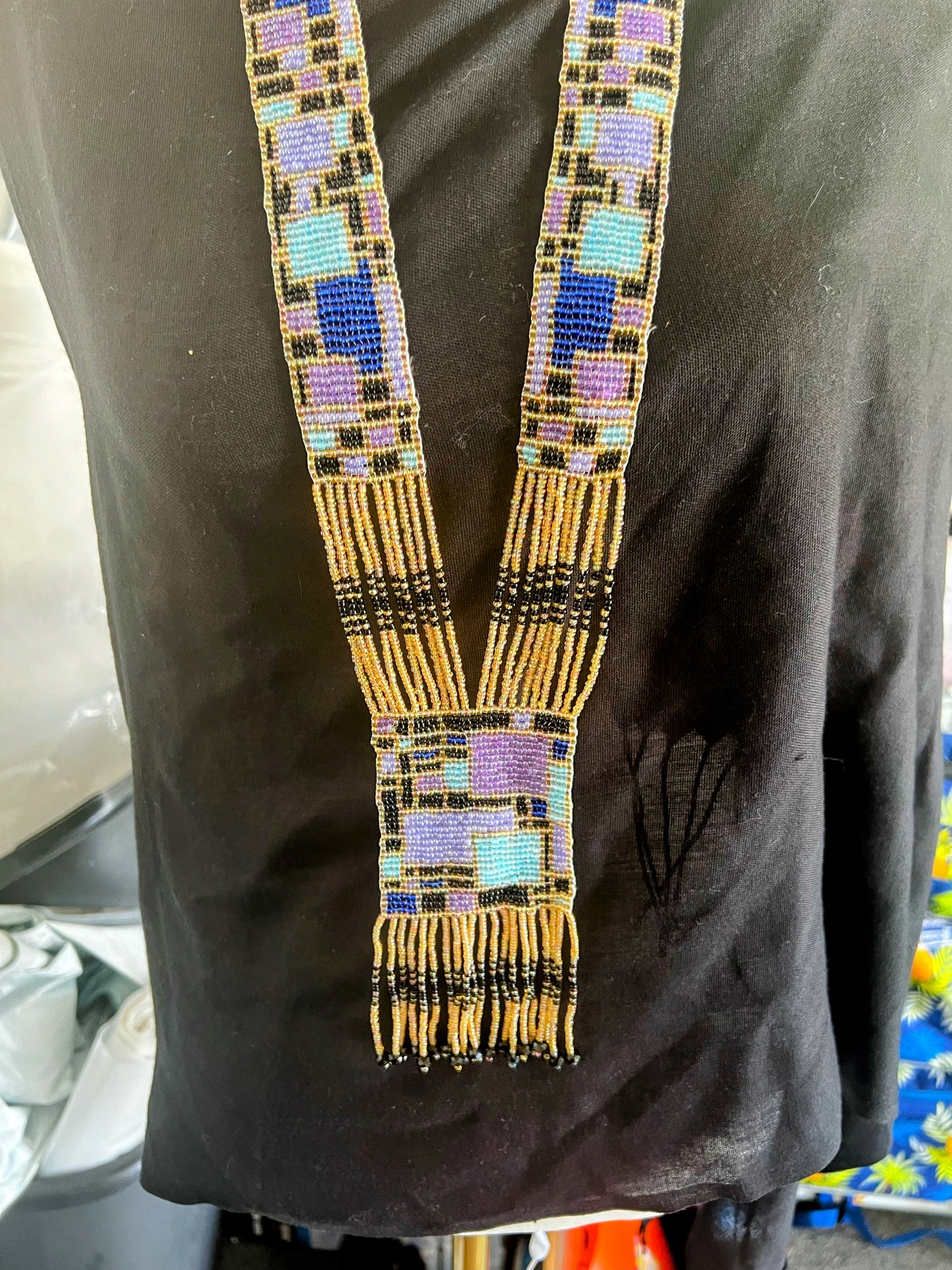 Geometric Loom Beaded Necklace – Handmade Artisan Statement Jewelry