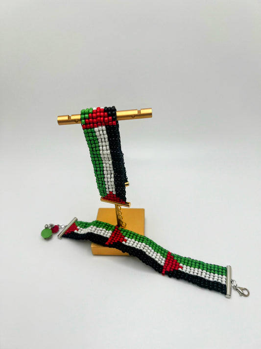 Handmade Palestine Flag Loom Beads Bracelet β Symbol of Pride and Solidarity