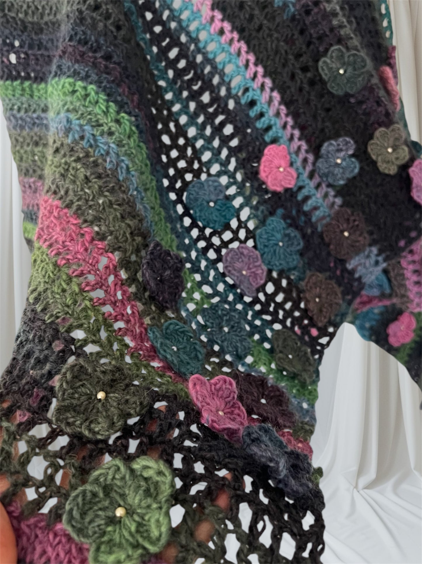 Striped Wool Dream Crochet Rectangle Shawl