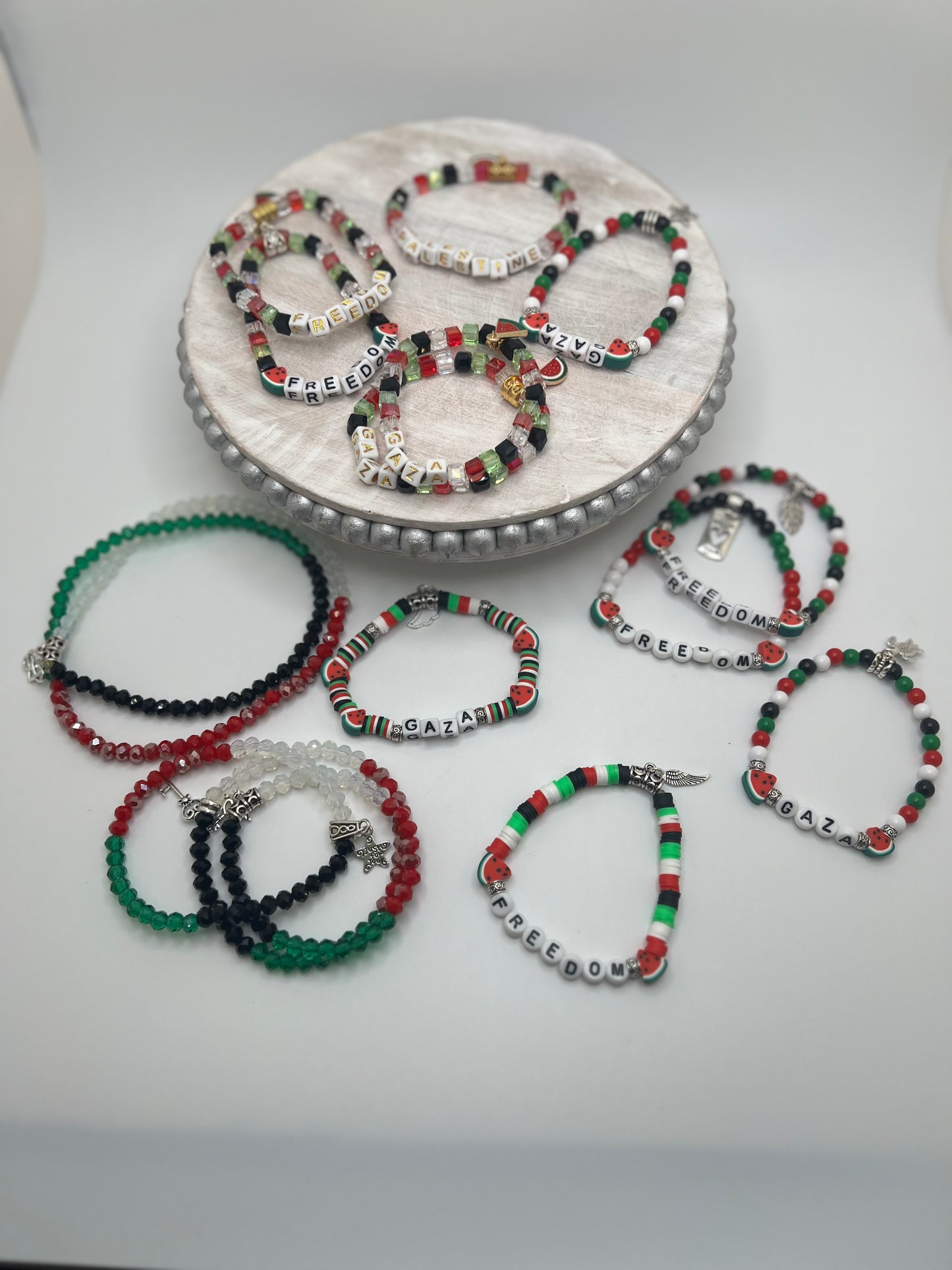 Handmade Palestine Gaza Beads Elastic Bracelet – Cultural Stretch Jewelry