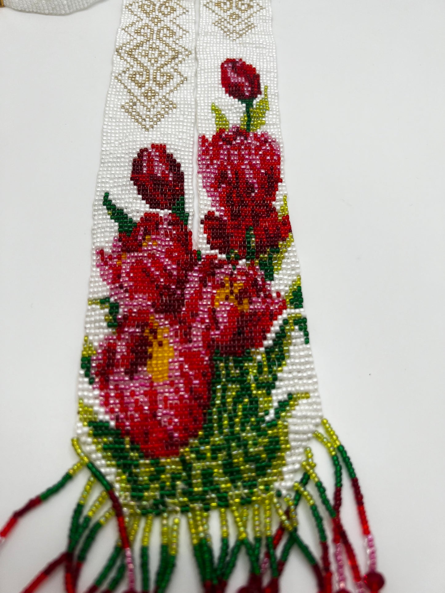 Red & Teal Beaded Flower Necklace – Two Floral Design Options