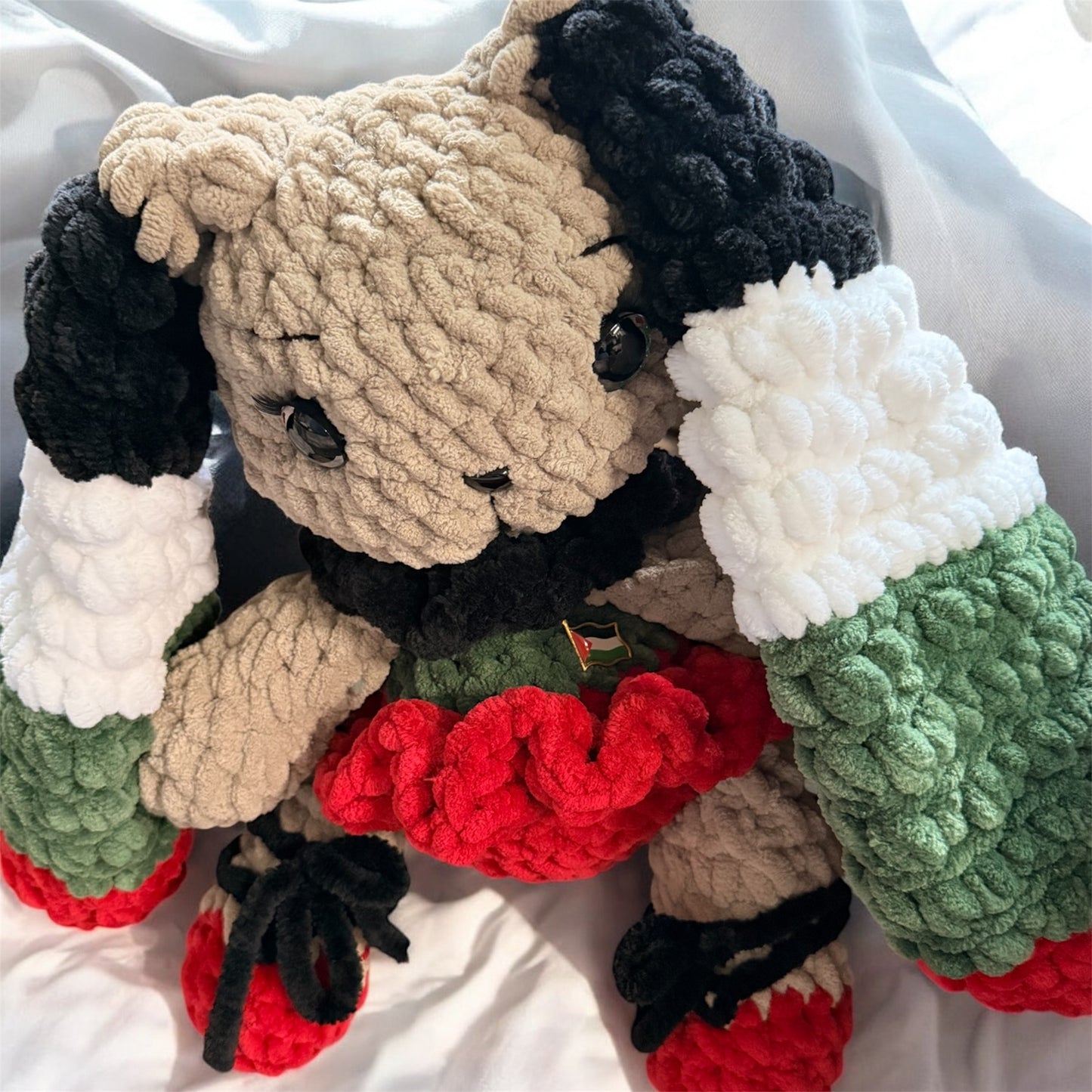 Handmade Palestine Giant Cute Cuddly Rabbit Amigurumi Toy – Cute Crochet Plush