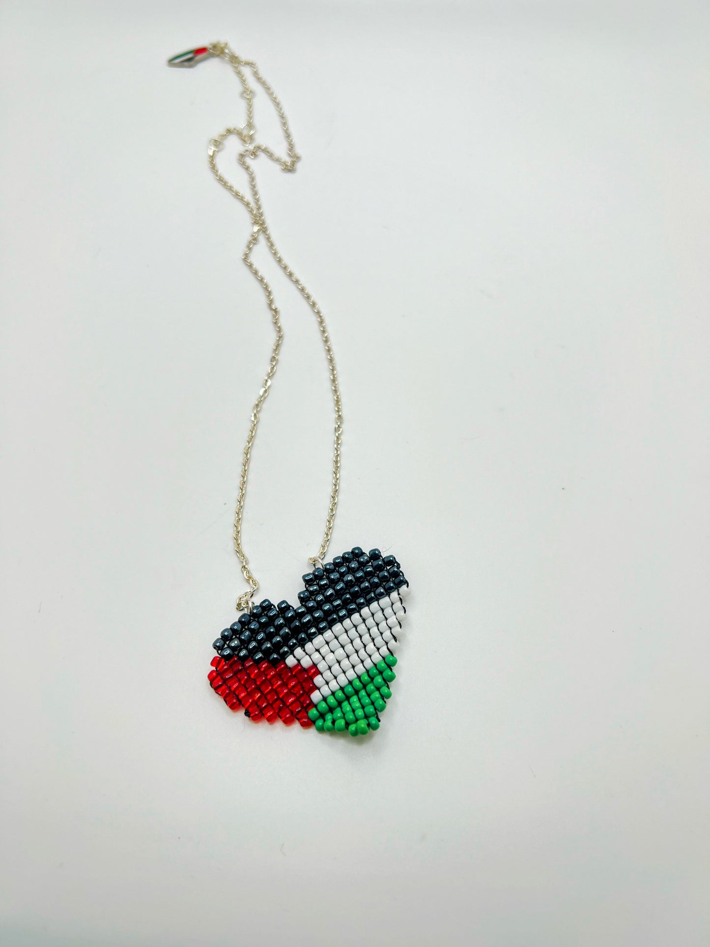 Handmade Palestine Heart Beaded Necklace – Symbol of Love and Pride