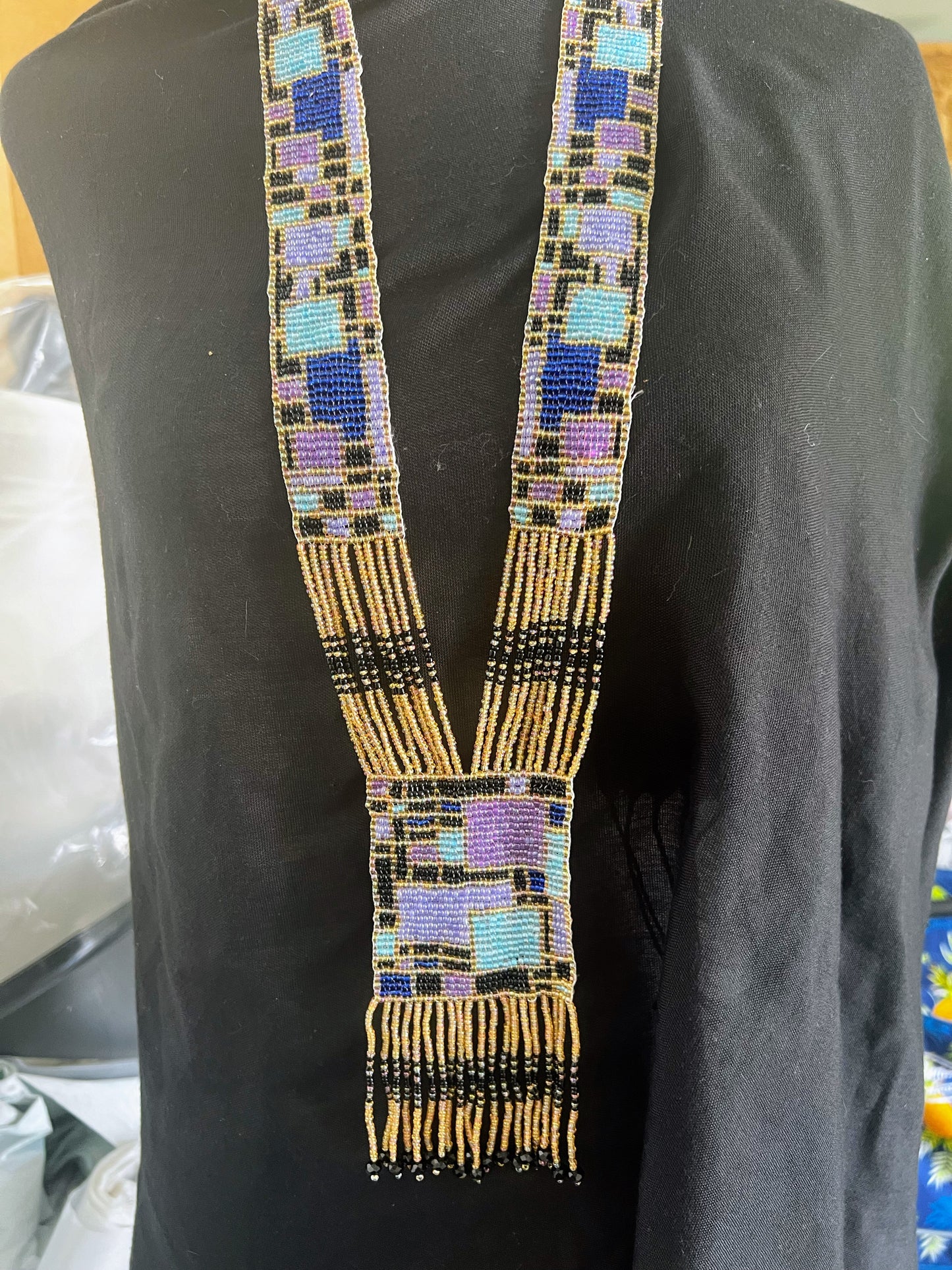 Geometric Loom Beaded Necklace – Handmade Artisan Statement Jewelry