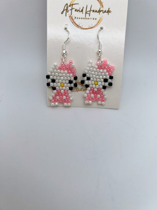Handmade Hello Kitty Beaded Earrings – Cute and Playful Jewelry