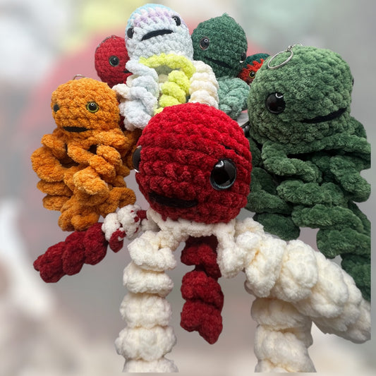 Stuffed Small Octopus Keychain - Crochet Knitted Amigurumi Toy (Different Colors Available)