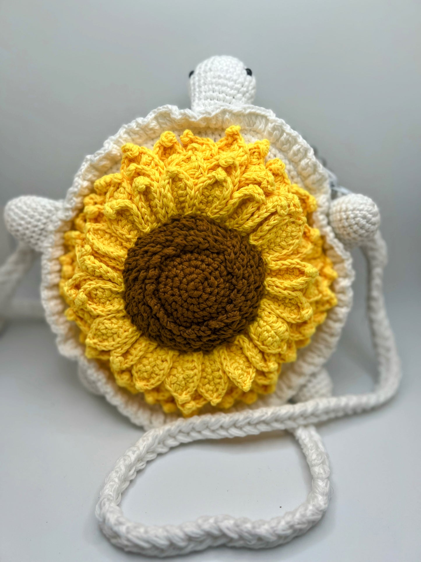 Handmade Crochet Turtle Bag with Sunflower – Perfect for Girls & Teens