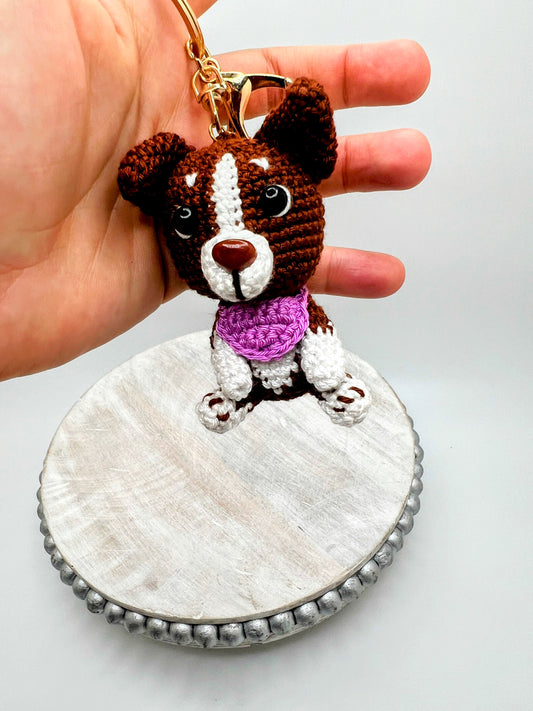 Handmade Yellow Dog Amigurumi Keychain – Cute Crochet Dog Charm