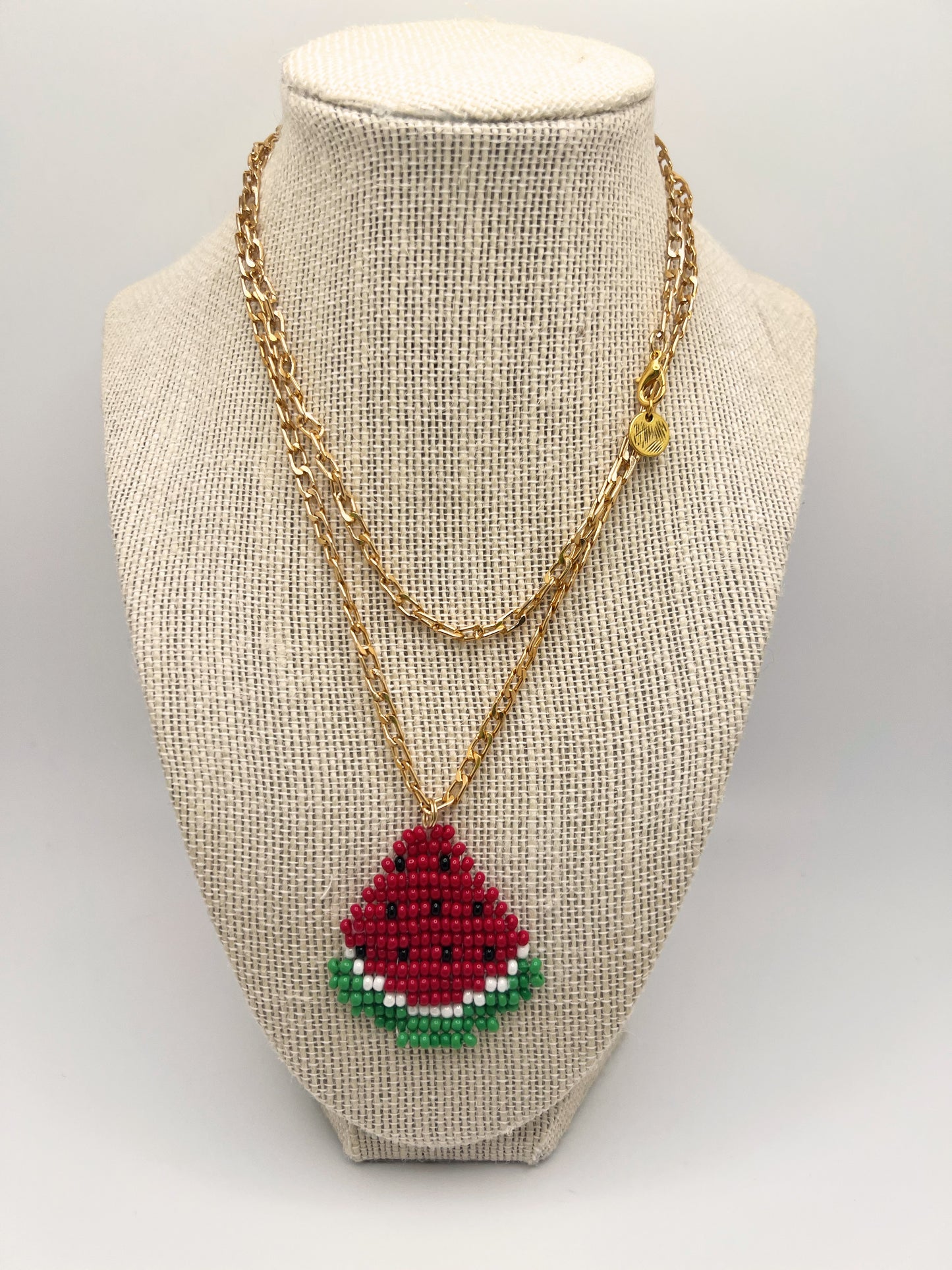 Handmade Palestine Watermelon Slice Beaded Necklace – Fun & Cultural Jewelry