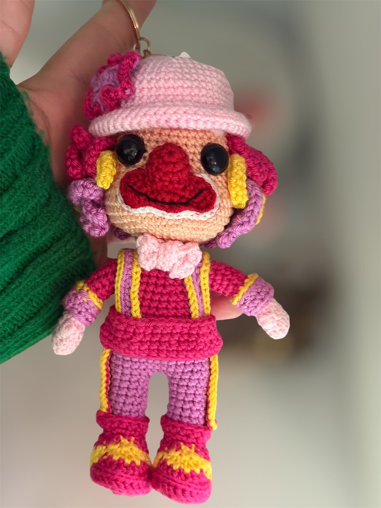 Handmade Cute clown 🤡 Keychain – Crochet Knitted Vibrant Amigurumi Circus Charm