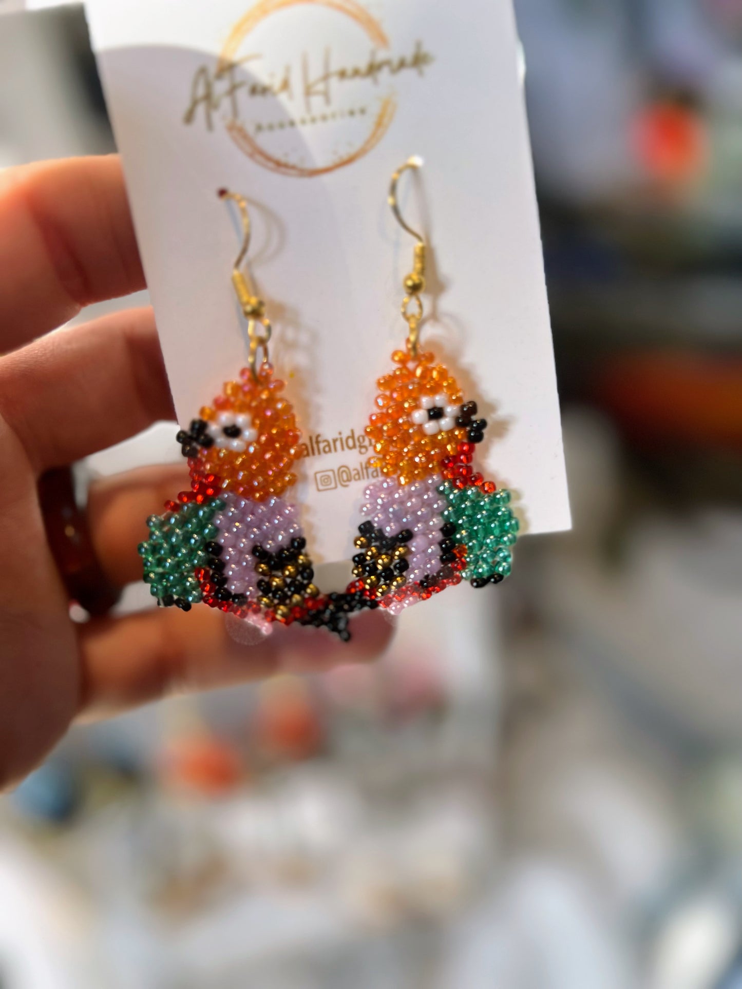 Handmade Beaded Bird Earrings – Available in Various Colors