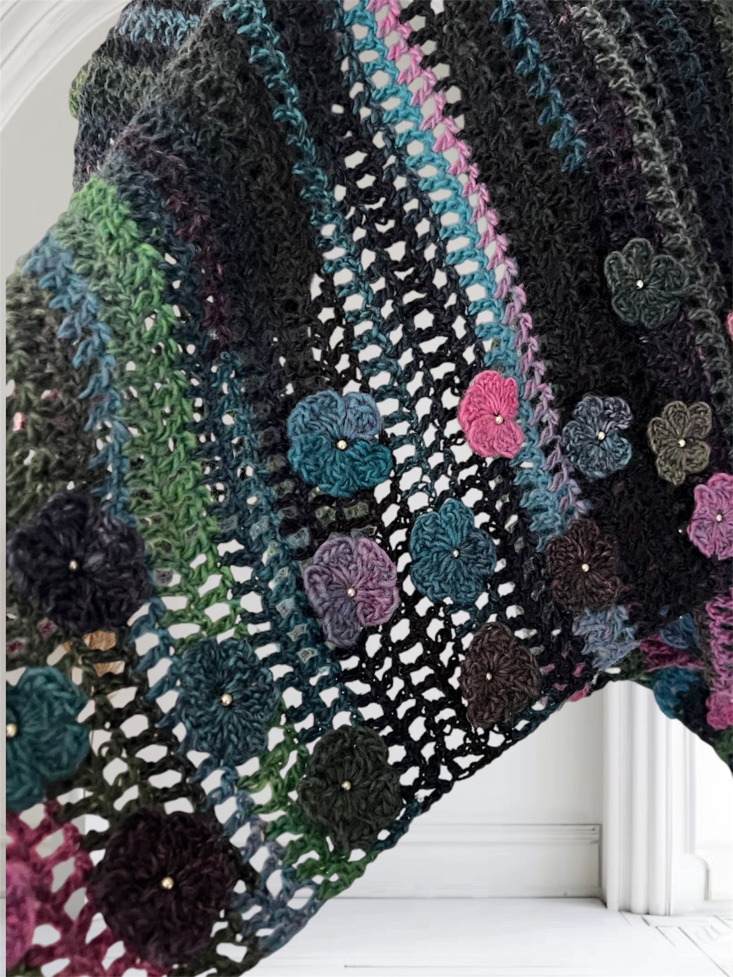 Striped Wool Dream Crochet Rectangle Shawl