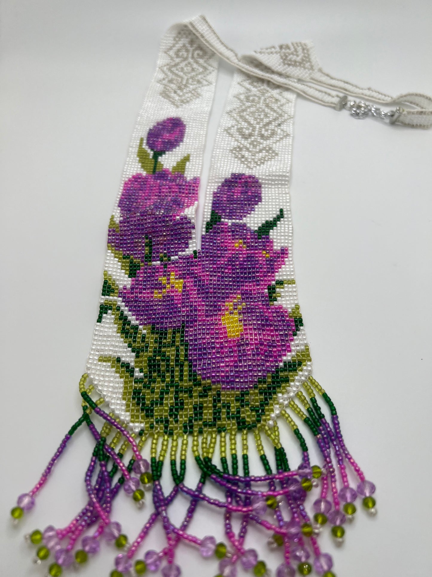Red & Teal Beaded Flower Necklace – Two Floral Design Options
