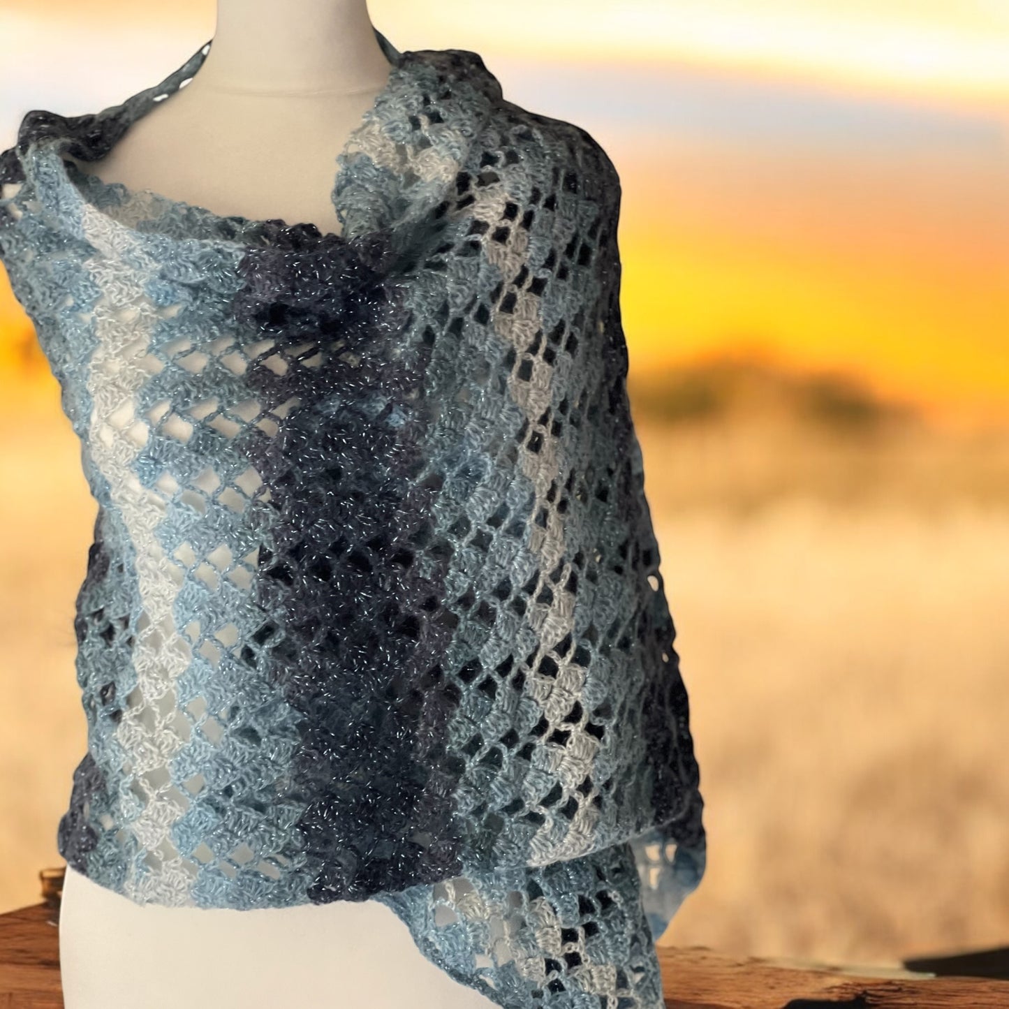 Light Blue Wool Rectangle Shawl – Soft & Elegant Winter Wrap