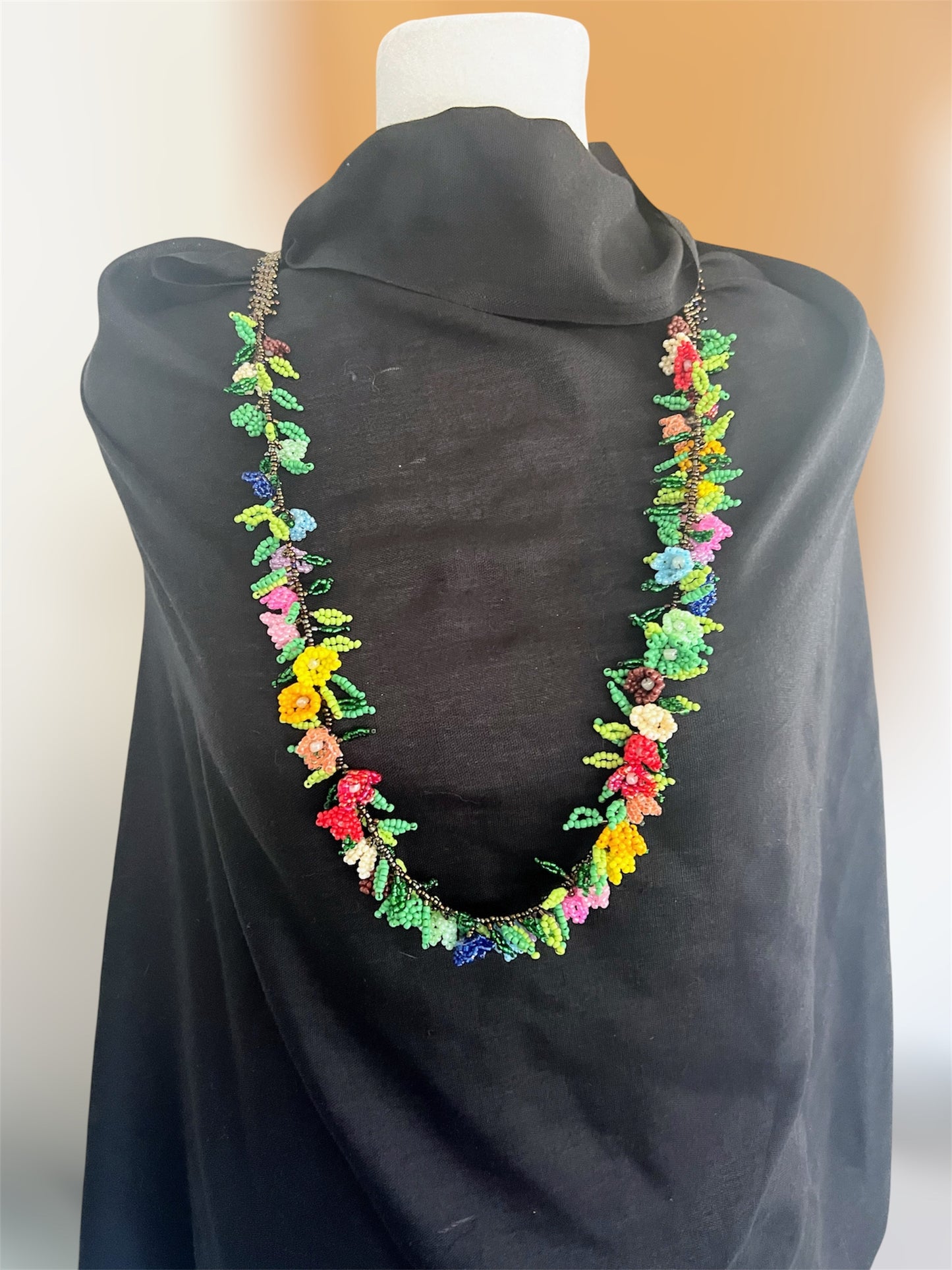 Exquisite Hand-Beaded Floral Garland Jewelry Set - Necklace, Bracelet & Earrings