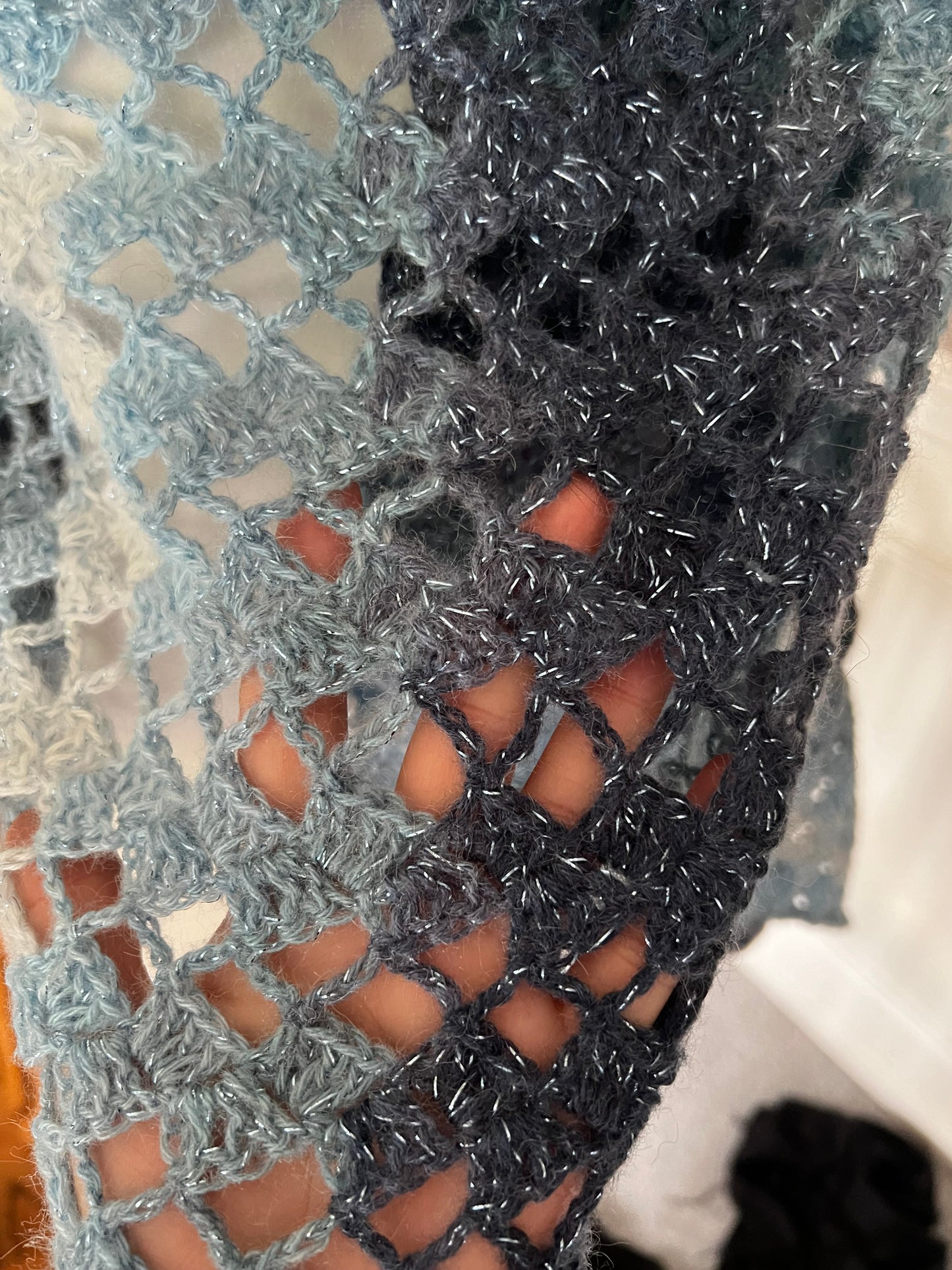 Wool Twilight Haze Crochet Rectangle Shawl