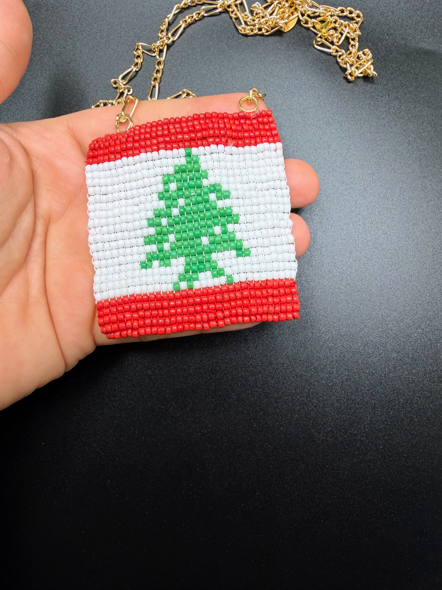 Handmade Lebanon 🇱🇧 Flag Beaded Necklace - style (2) – Cultural Jewelry