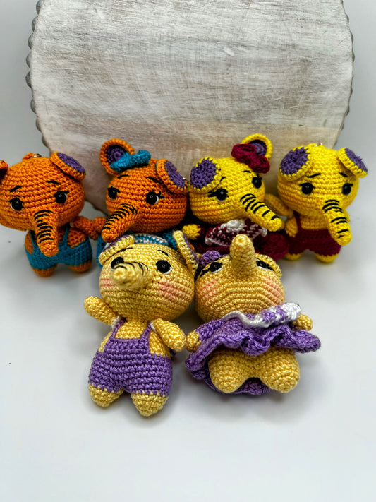 Handmade Amigurumi Elephant Matching Keychains - Different Colors available