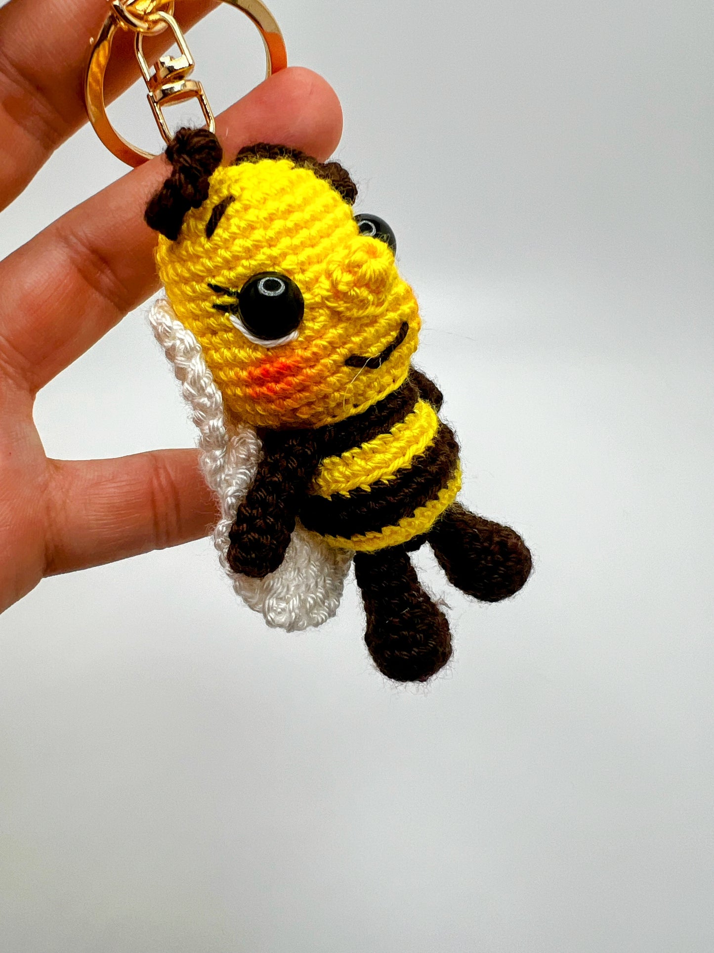 Handmade Cute Bee Keychain – Crochet Knitted Amigurumi Toy