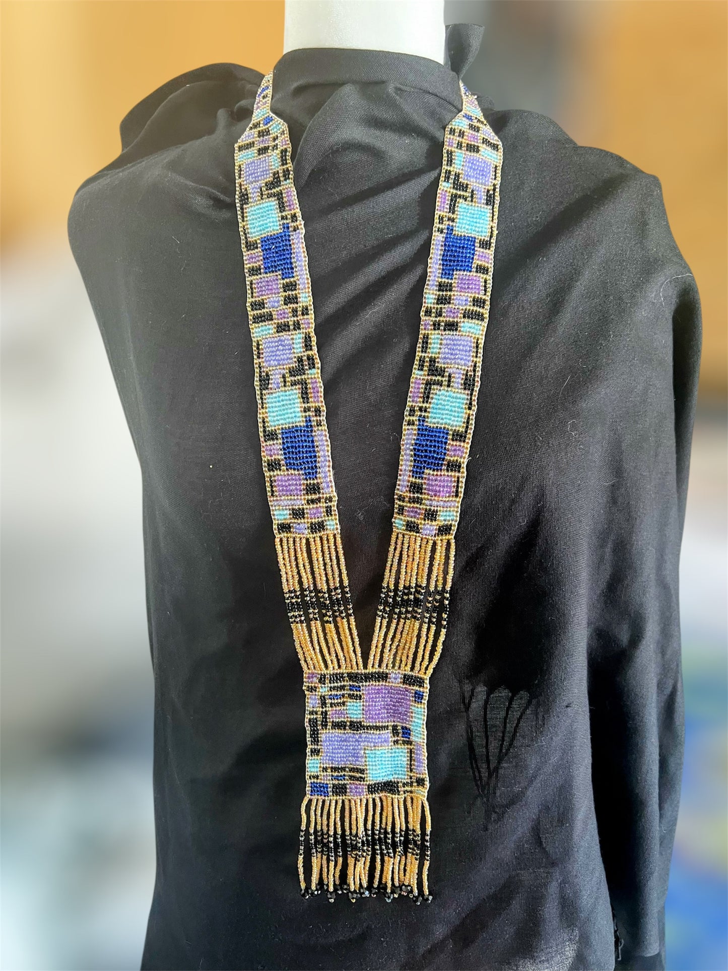 Geometric Loom Beaded Necklace – Handmade Artisan Statement Jewelry