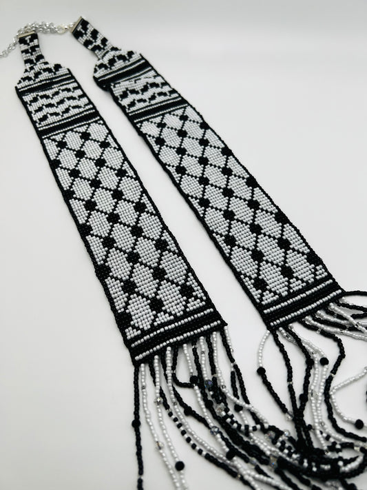 Palestine Kofia Beaded Necklace β Handmade Loom Jewelry with Cultural Pattern