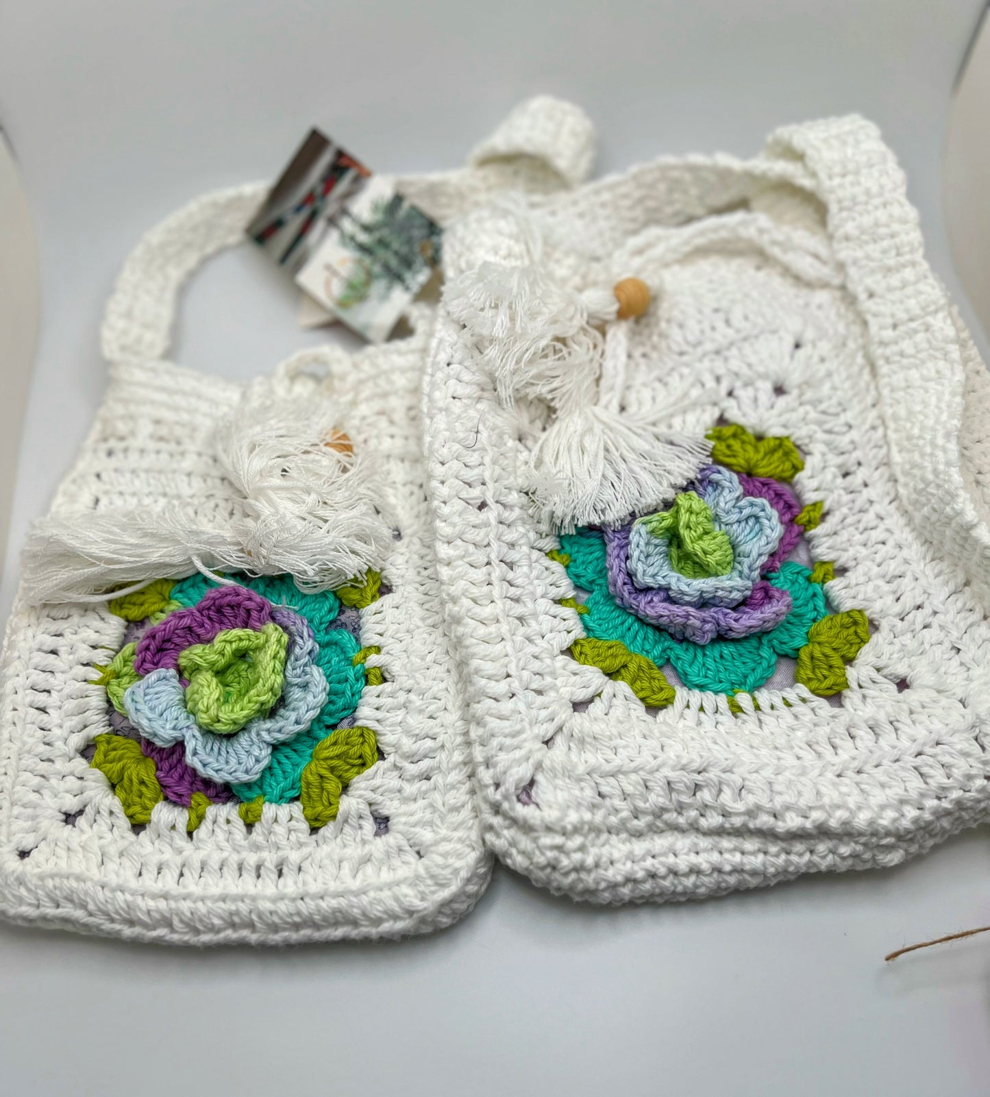 Handmade Crochet Bag with Purple Flower – Cute Accessory for Girls & Teens