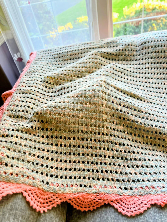 Handcrafted Green Coach Blanket with Orange Edges – Cozy & Stylish