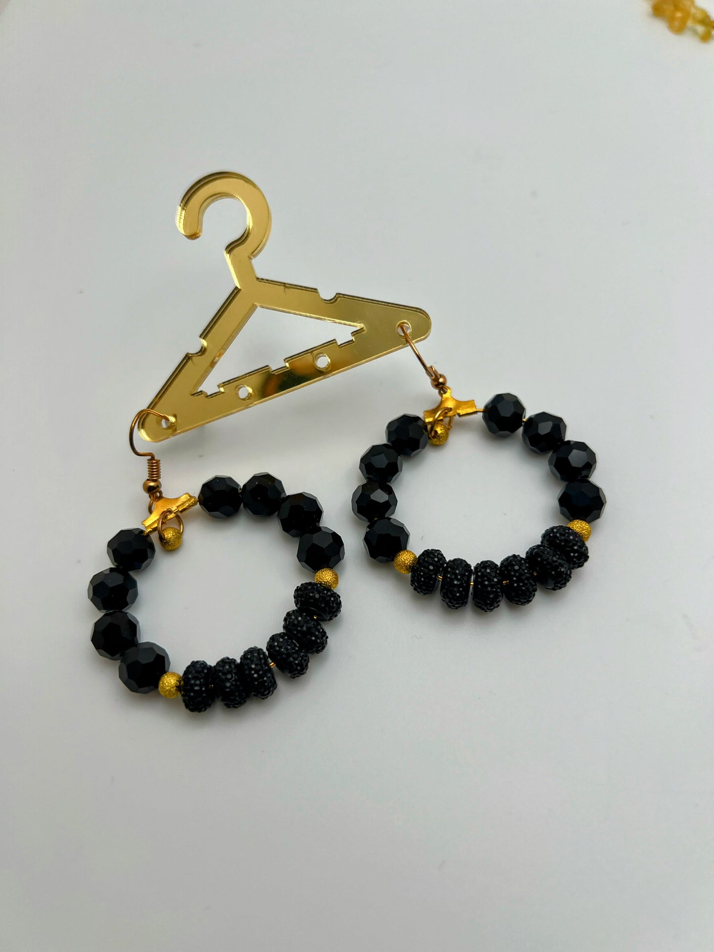 Handmade Red and Black Beaded Hoop Earrings – Bold Statement Jewelry