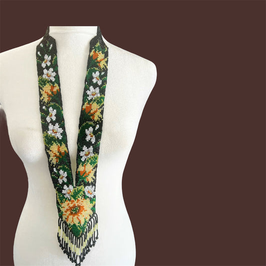 Sunny Beaded Flower Necklace Set – Yellow & Blue with Matching Earrings