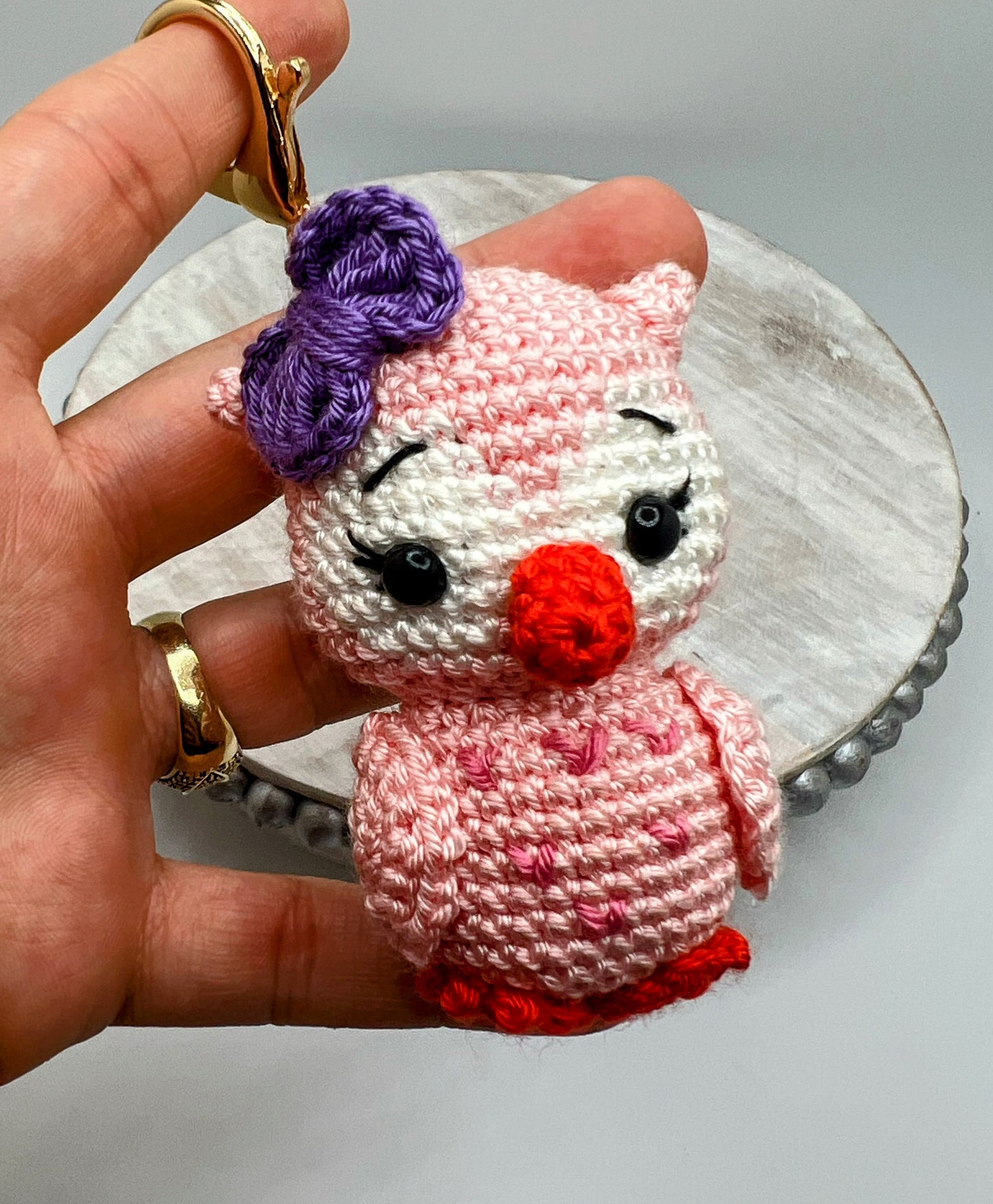 Handmade Cute Cat with Bunny Hat – Crochet Amigurumi Keychain Toy