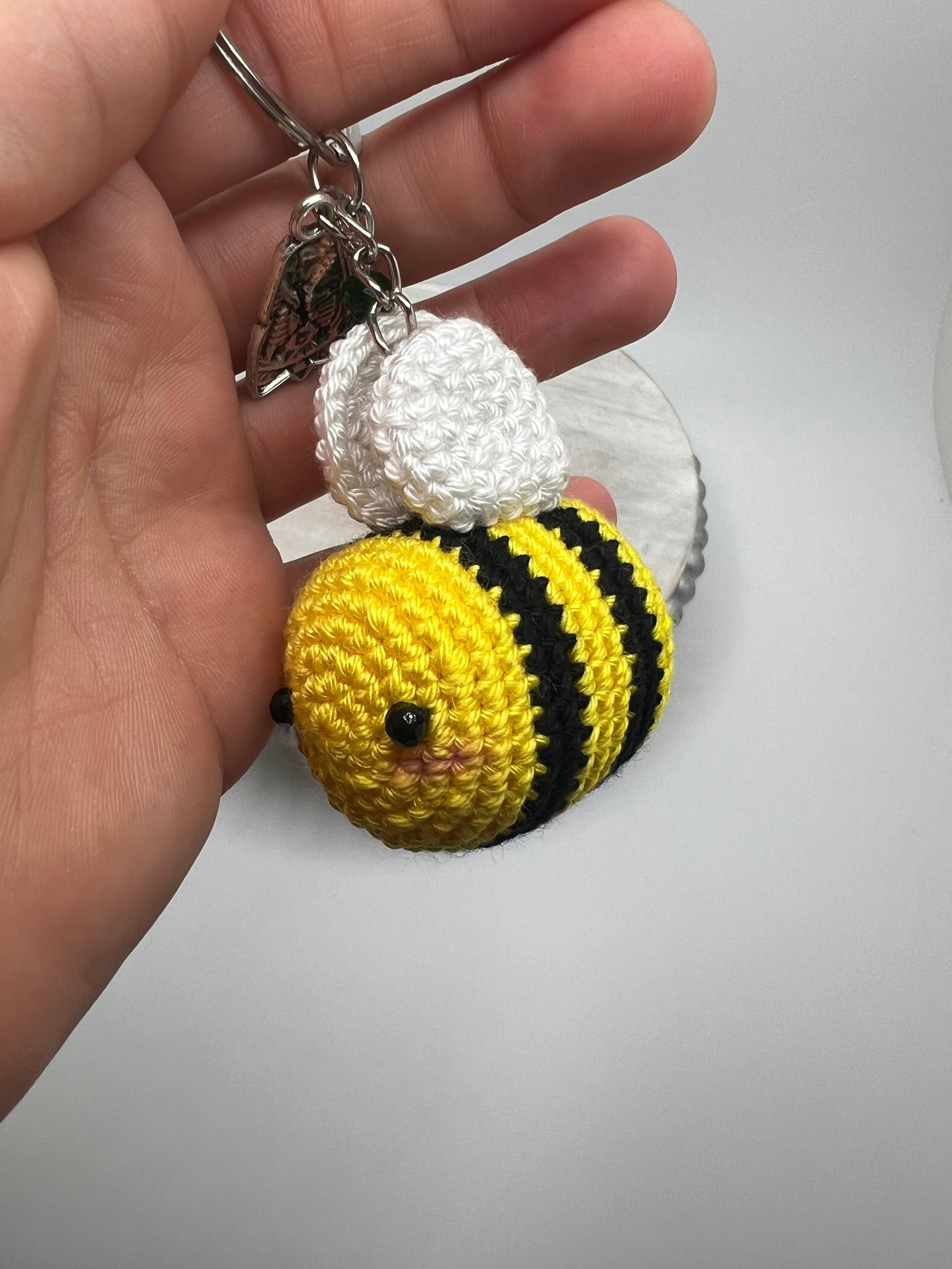Handmade Stuffed Bee Keychain – Crochet Knitted Amigurumi Toy