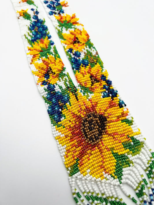 Sunflower Loom Beaded Necklace – Handmade Floral Statement Jewelry