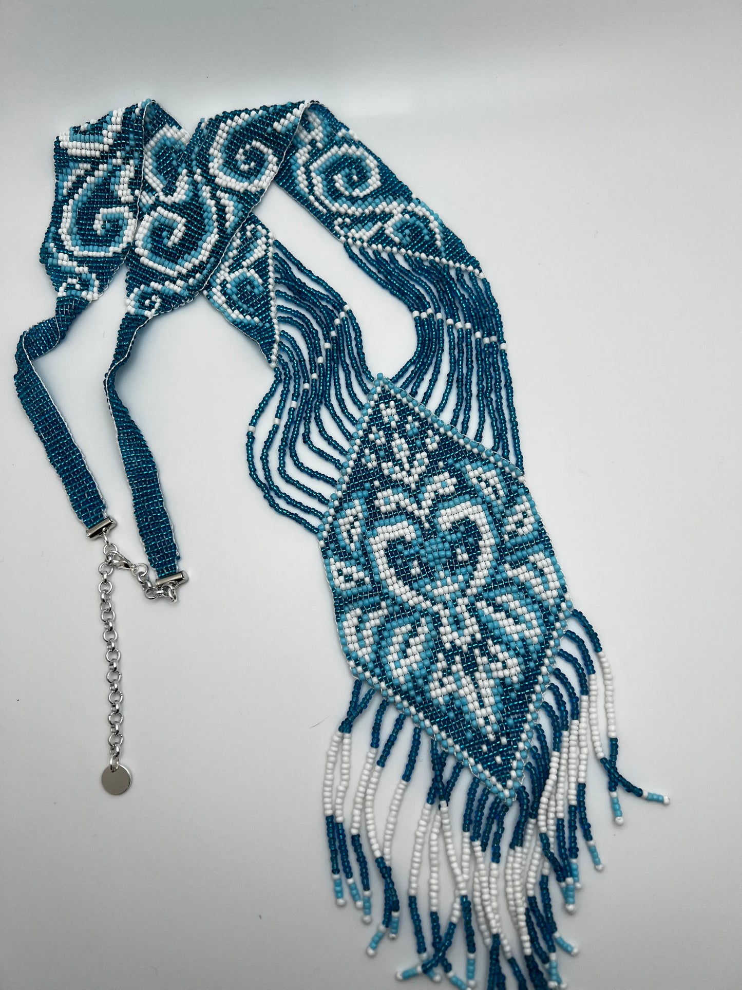 Black & Gold Geometric Loom‑Beaded Statement Necklace