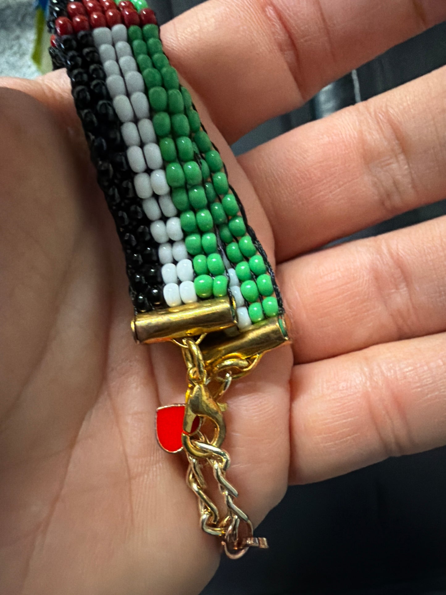 Handmade Palestine Flag Loom Beads Small Bracelet – Delicate Cultural Jewelry
