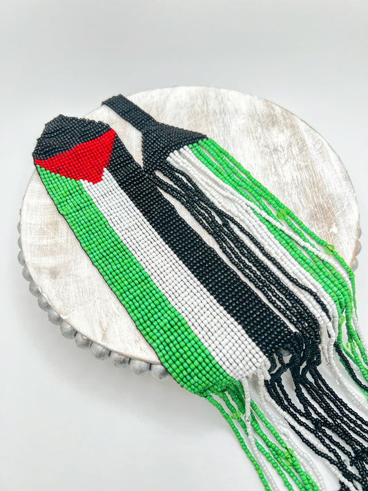 Handmade Palestine Flag Loom Beads Necklace β Cultural Beaded Jewelry