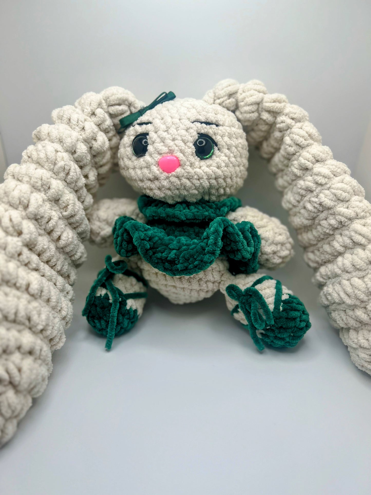 Handmade Stuffed Cute Cuddly Bunny π° β Green & Orange Crochet Amigurumi Toy