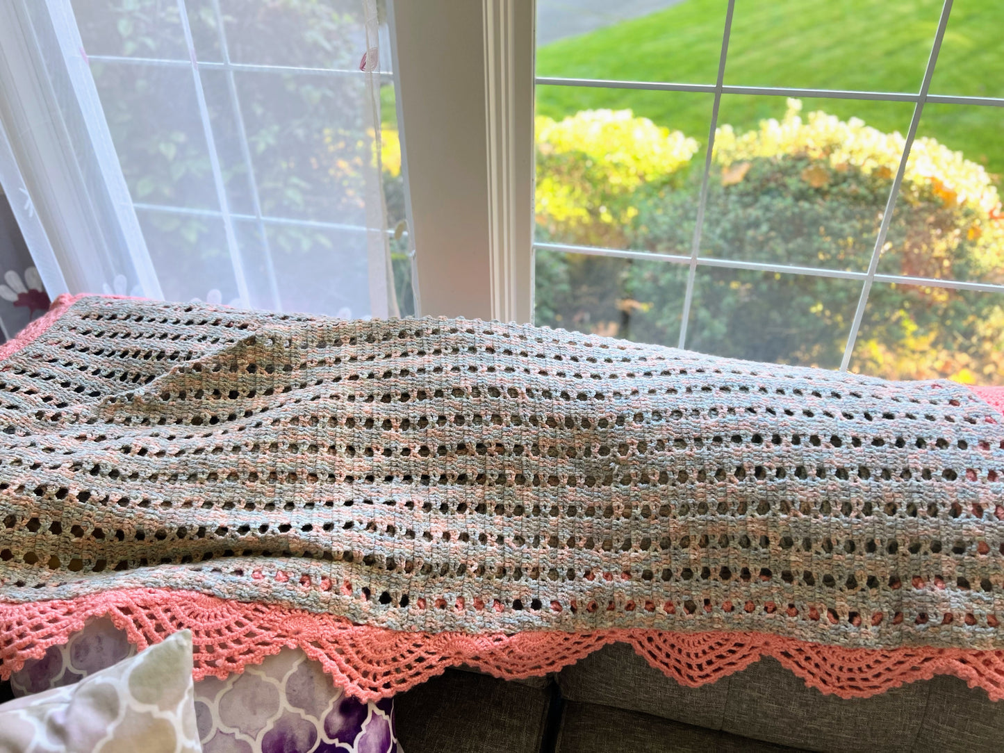 Handcrafted Green Coach Blanket with Orange Edges β Cozy & Stylish