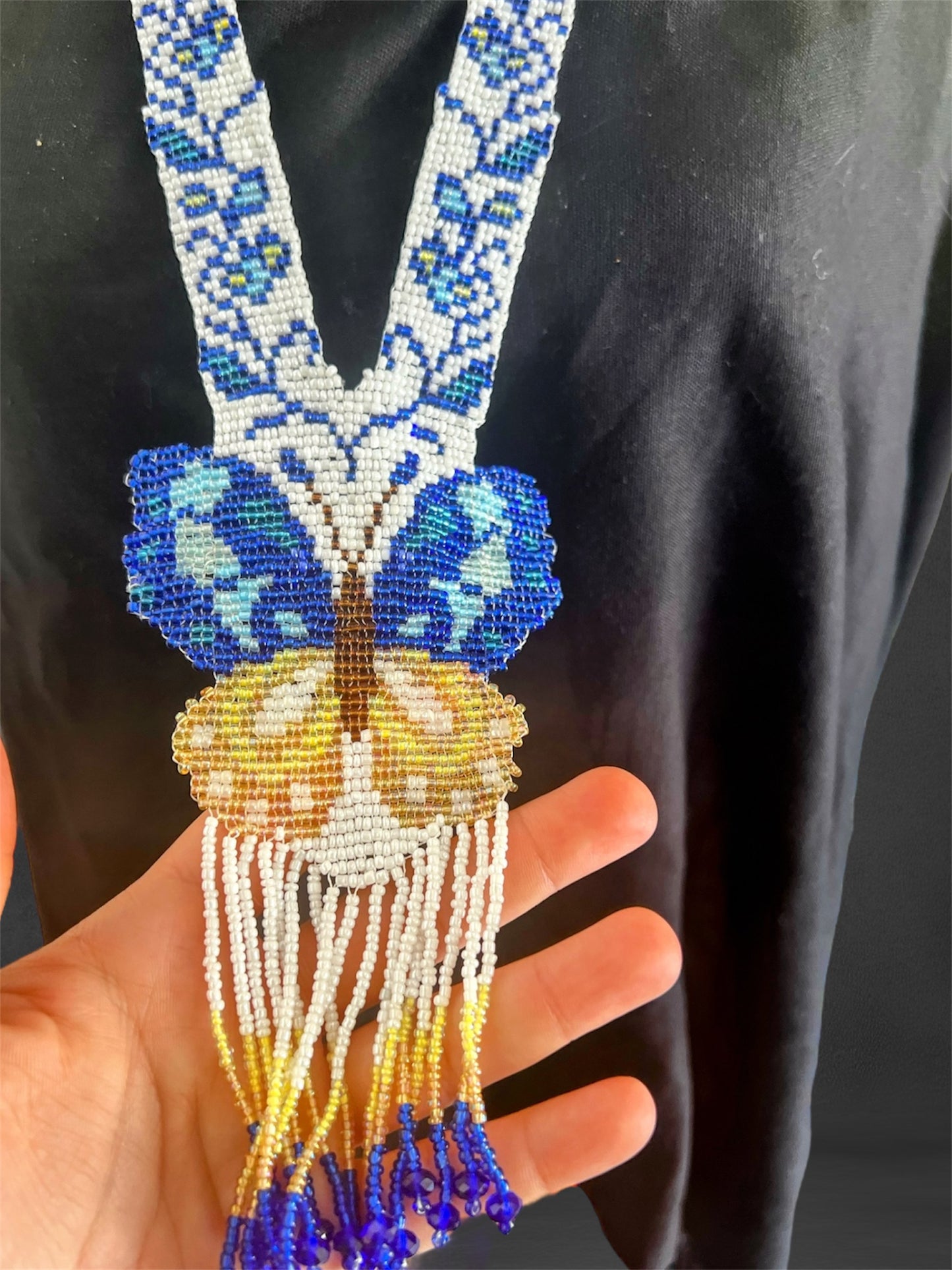 Whimsical Butterfly Beaded Necklace – Handmade Loom Floral & Insect-Inspired Jewelry
