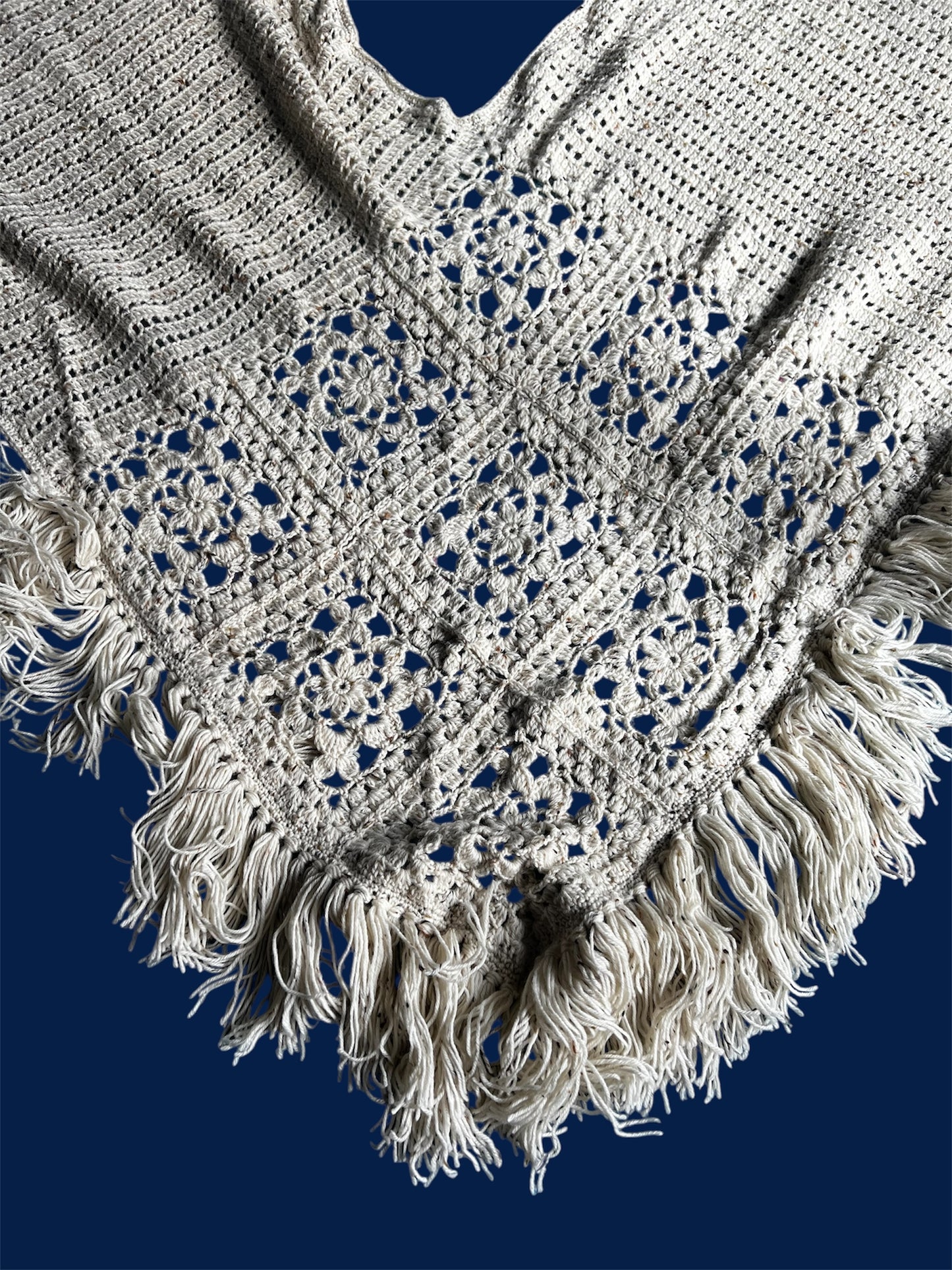 Handmade Floral Mandala Wool Poncho