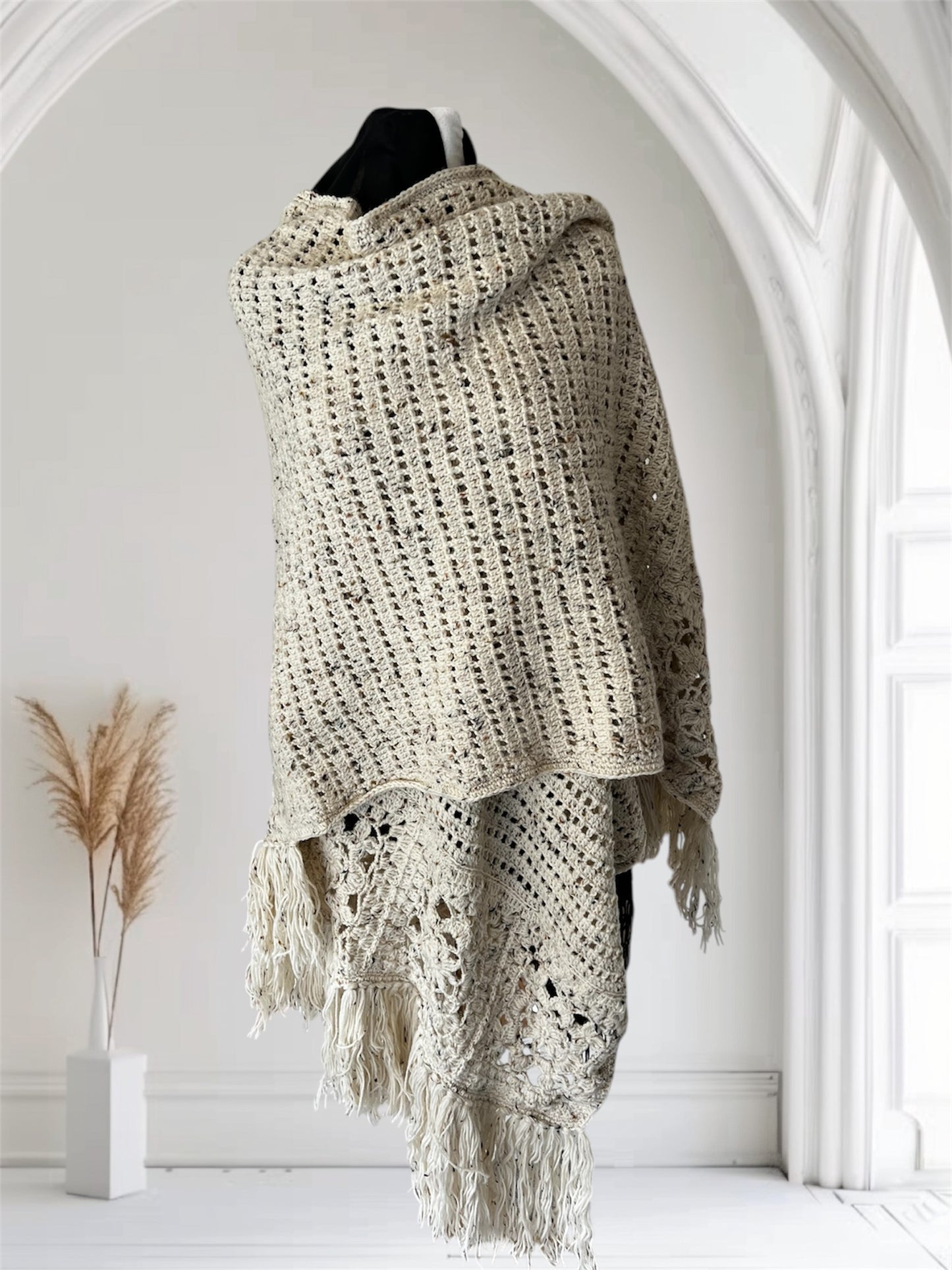 Handmade Floral Mandala Wool Poncho