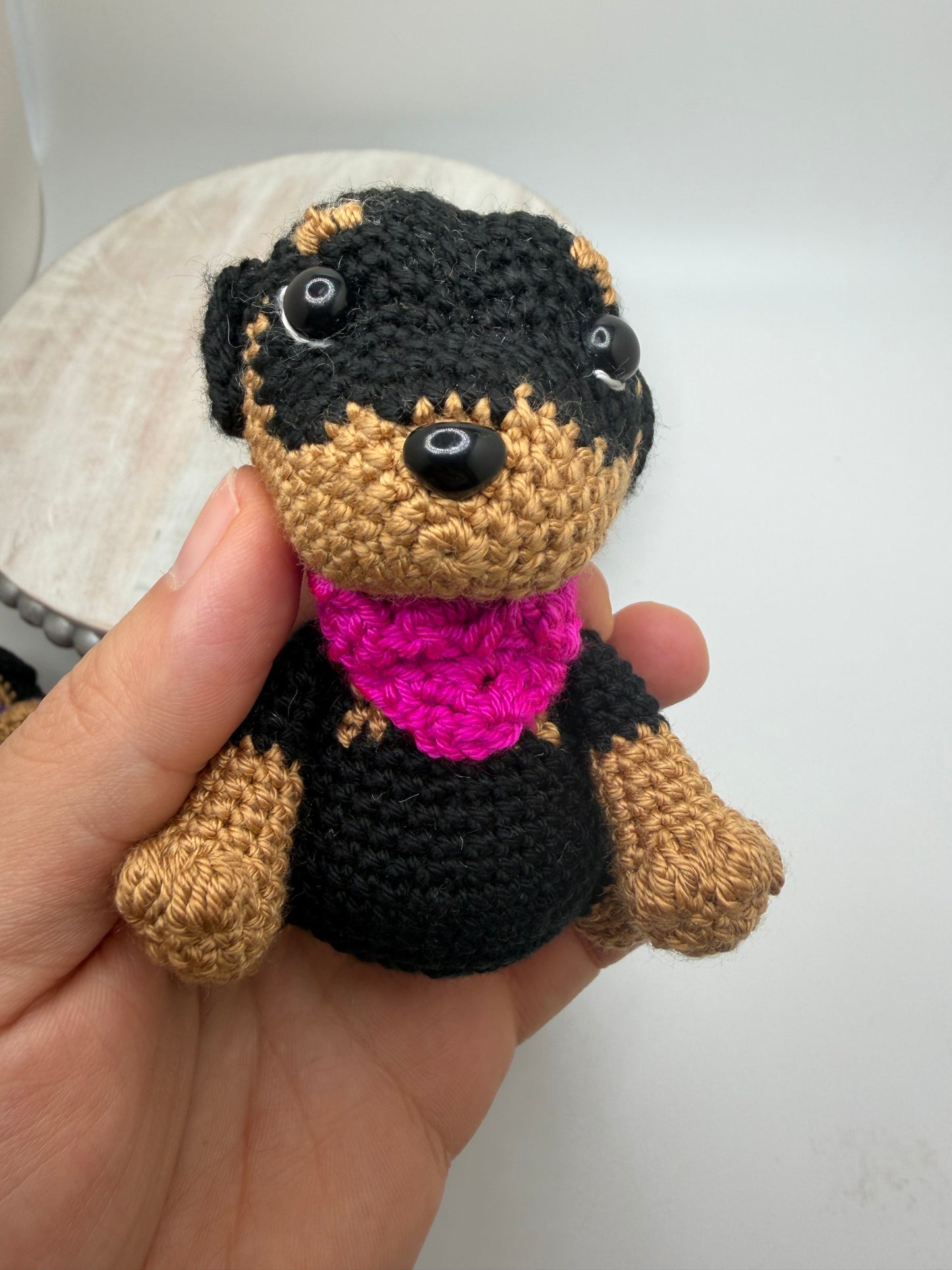 Crochet Knitted Amigurumi Stuffed Bear Keychain Toy - Different Scarf Color