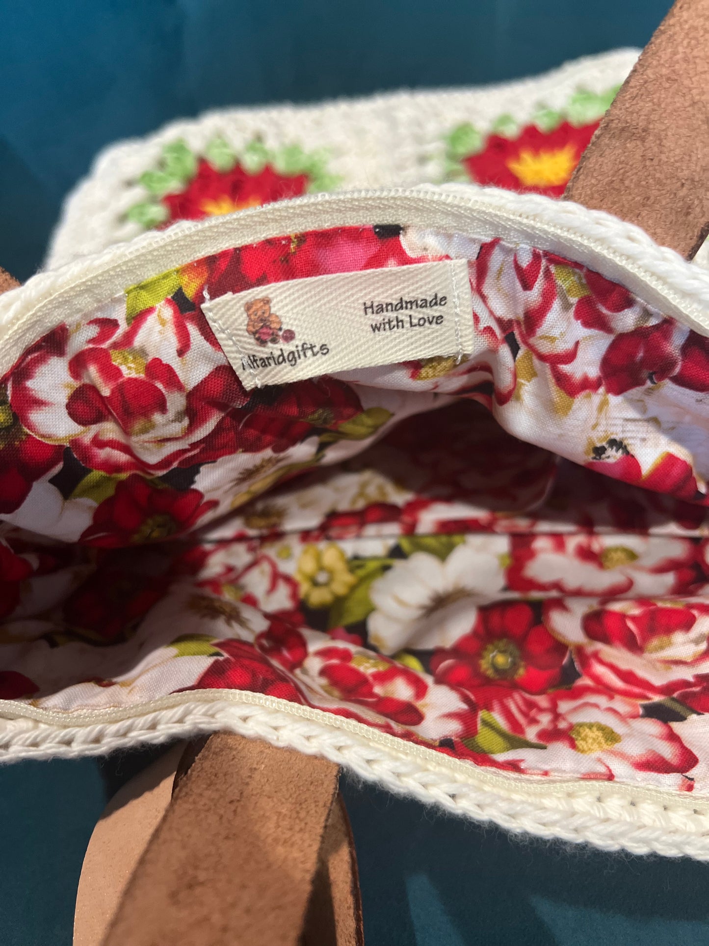 Handmade Crochet Red Flower Big Shoulder Bag – Spacious & Stylish