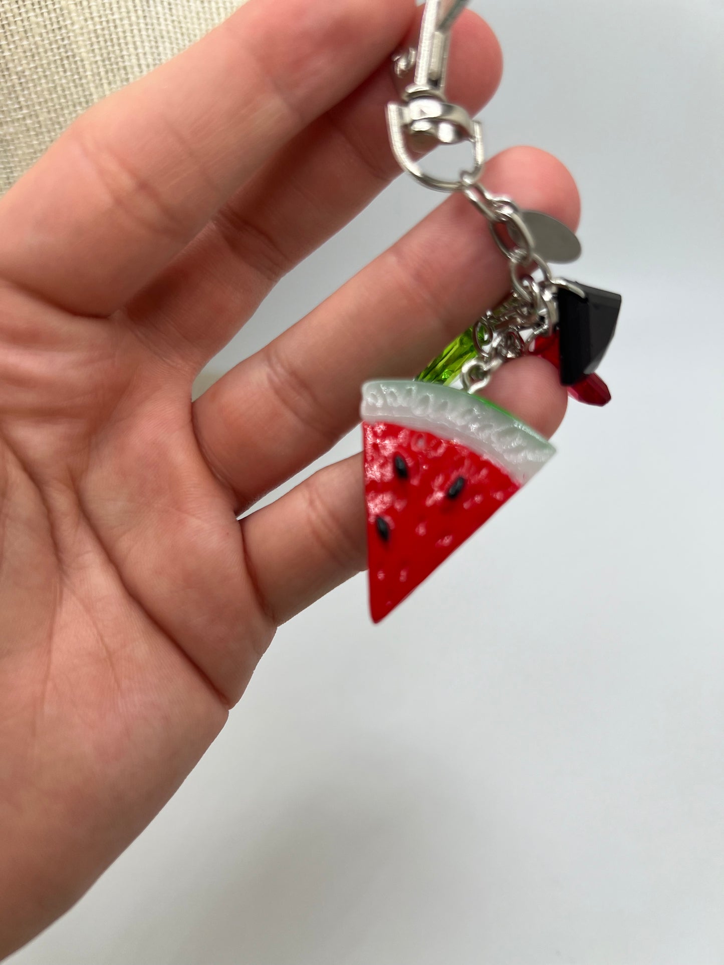 Handmade Watermelon Keychain – Crochet Amigurumi Fruit Charm