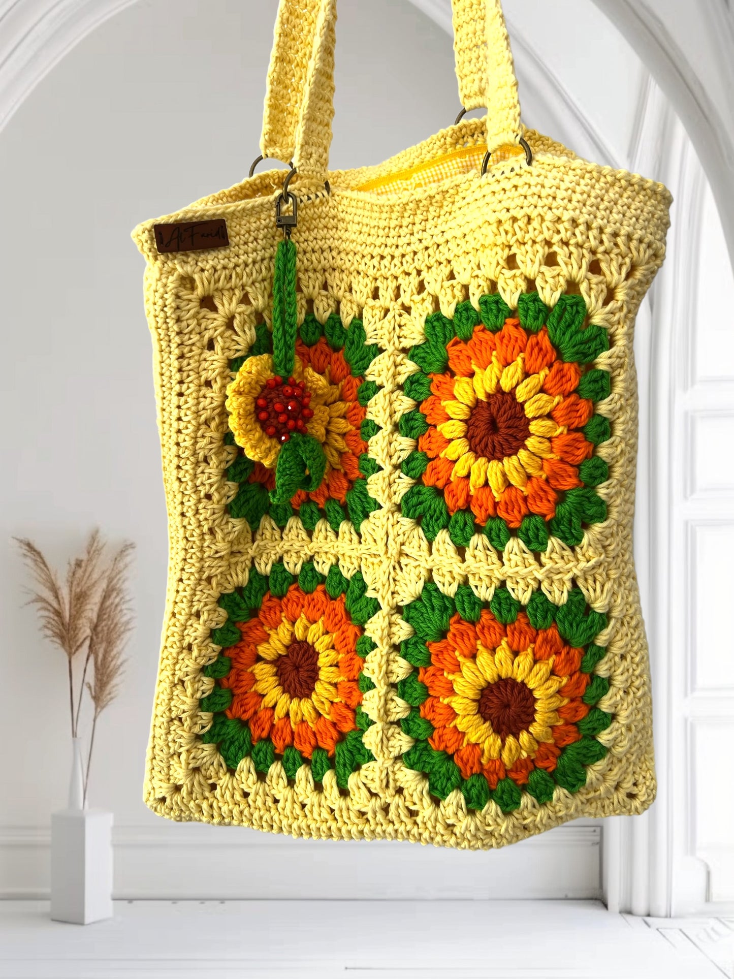 Handmade Crochet Sunflower Big Shoulder Bag – Spacious & Stylish
