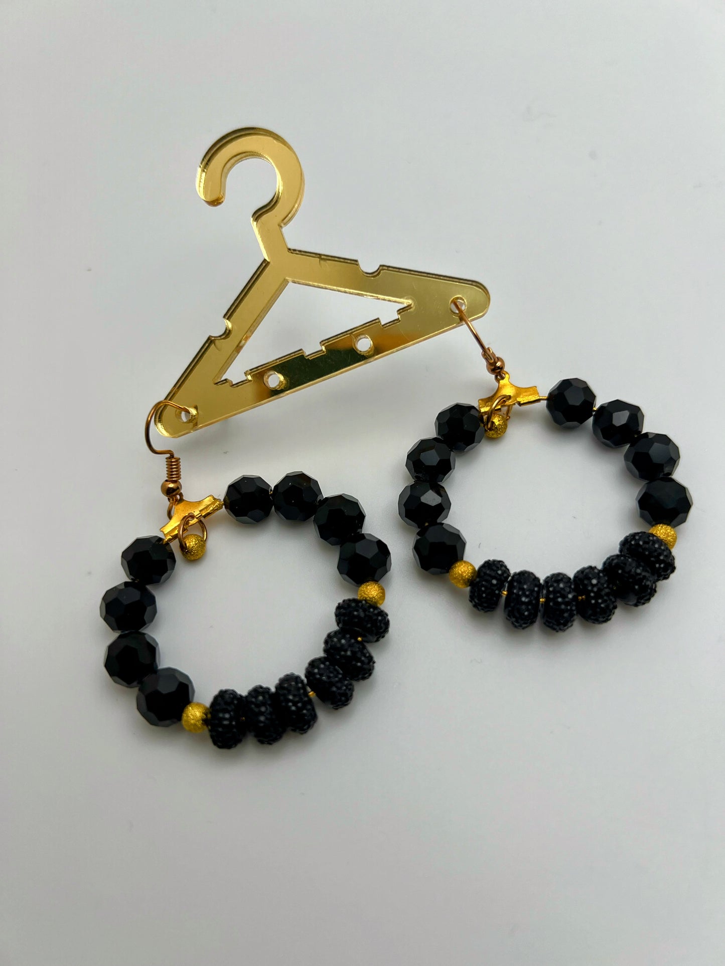 Handmade Red and Black Beaded Hoop Earrings – Bold Statement Jewelry