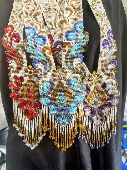 Peacock Body Style Loom‑Beaded Statement Necklace - 3 different colors
